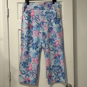 Lilly Pulitzer Luxletic Alston Crop Pant Bahamas Beachcomber UPF50+ Size 14 NWT!